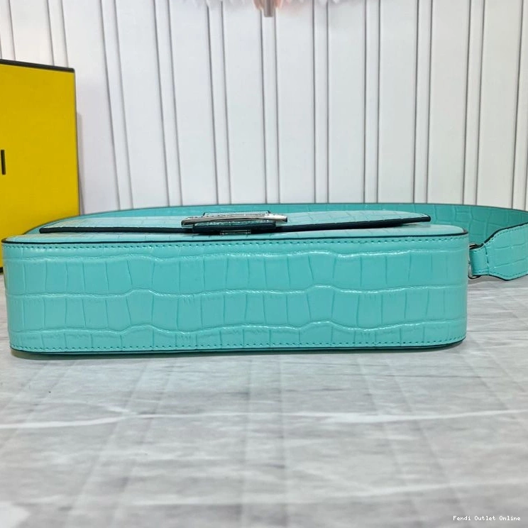 Affordable Medium Leather Bag Crocodile Tiffany Baguette Blue Fendi In 0719